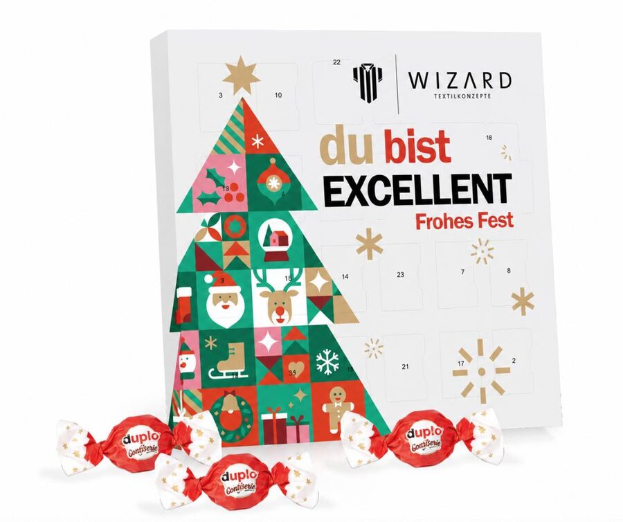 Adventskalender individuell – Weihnachtsgeschenk mit Logoveredelung von Wizard