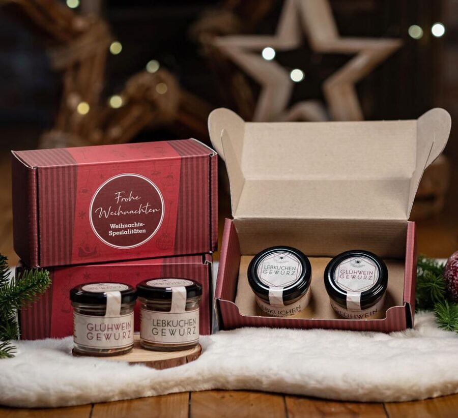 Geschenkkarton mit Premium Gewürz – Weihnachtsgeschenk mit Logoveredelung von Wizard