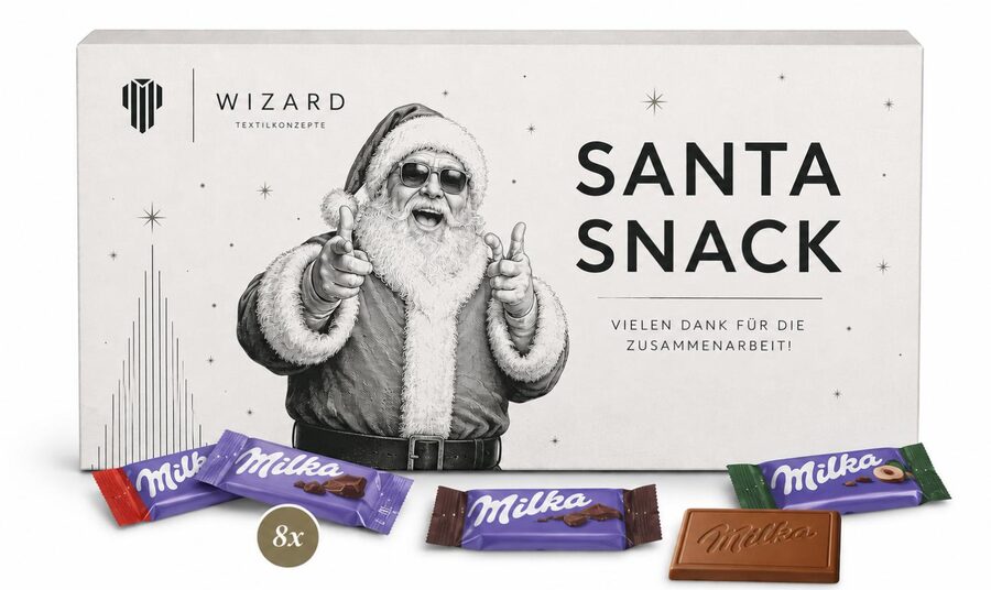 Milka Täfelchen – Weihnachtsgeschenk mit Logoveredelung von Wizard